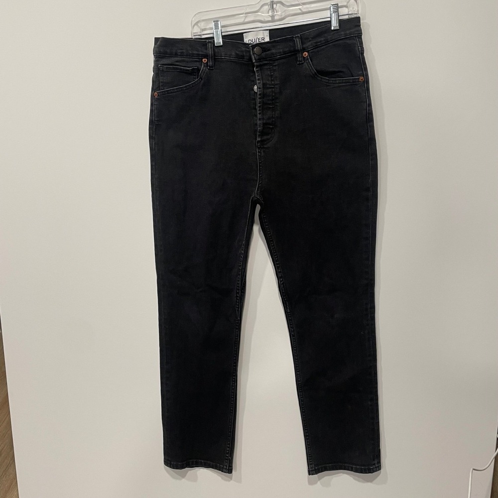 DU/ER Black Denim Jeans Button Fly Mens‎ Size 34x29 Style #WFMR2308